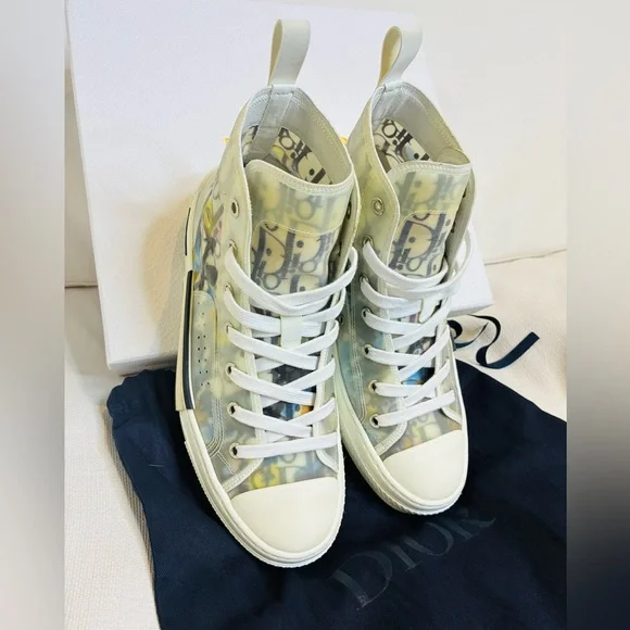 Dior 39 US6 B23 Translucent High-Top Sneakers with Multicolor Accents - Picture 2 of 10